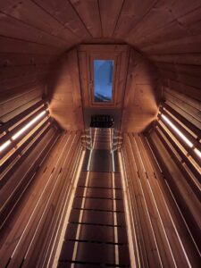 Premium thermowood  sauna "Coupé" - panoramische vensters | inrichting op maat - Afbeelding 5
